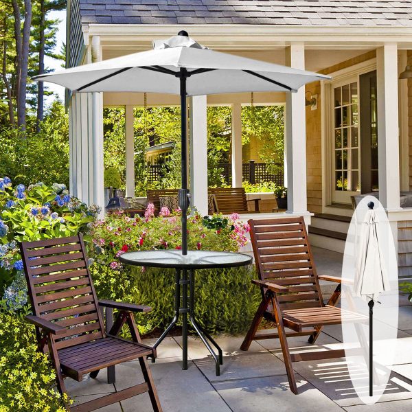 Replacement Umbrella Canopy Cover for 6.5 ft 6 Ribs Patio Market Umbrella (Canopy Only) - Natural Color - Image 3