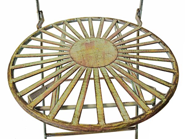 Folding Metal Bistro Chair w/ Scrolling Heart & Peacock Tail Motif, Set of Two - Image 7