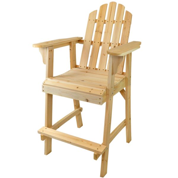 Balcony Tall / Counter High Adirondack Chair with Footrest - Natural Wood - Image 9