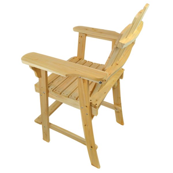 Balcony Tall / Counter High Adirondack Chair with Footrest - Natural Wood - Image 10