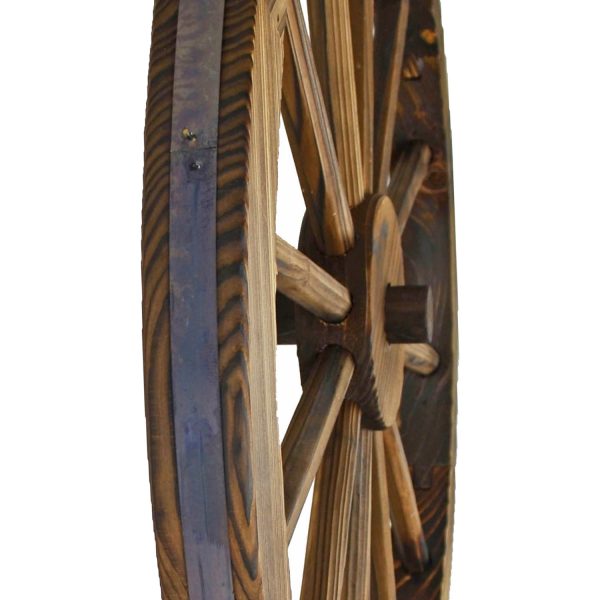 24 in Steel-rimmed Wooden Wagon Wheels - Decorative Wall Decor, Set of Two - Image 6