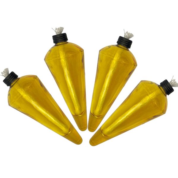 4 Pack 60 Inch Glass Garden Torch Light with Swirling Metal Ground Pole - Burning Citronella Torch Fuel | Outdoor Lighting for Party Patio Pathway Garden Garden Décor - Yellow - Image 7