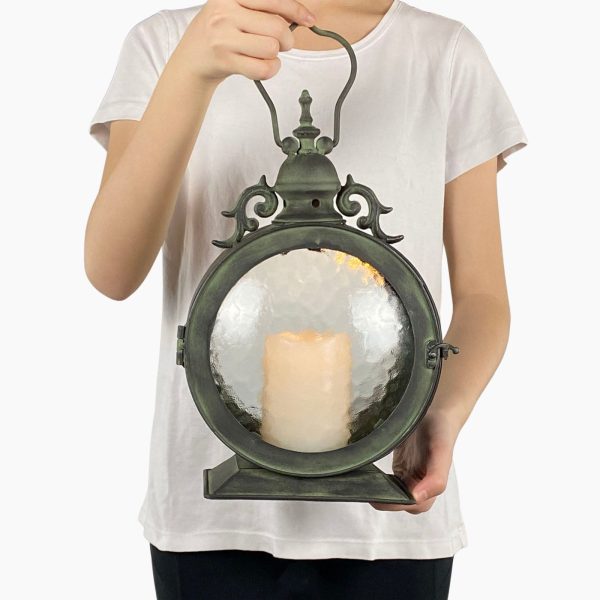PierSurplus Metal Round Hanging Candle Lantern with Curved Glass Insert - Image 6