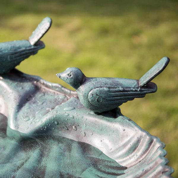 29 Inch Lightweight Verdigris Green Poly Resin Outdoor Birdbath for Outside with Decorative Birds and Pedestal Base Stand - Pedestal Bird Bath for Outdoors Yard and Garden - Image 7