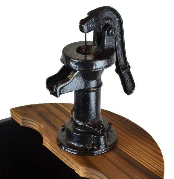 3 Gallons 23" 2_Tier Wood Barrel Water Fountains for Outdoors with Adjustable Pump - Image 6