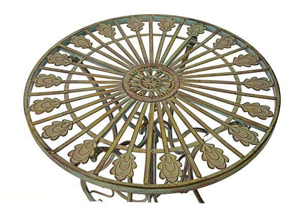 Metal Bistro Table w/ Curved Legs, Scrolling Heart & Peacock Tail Motif - Image 6