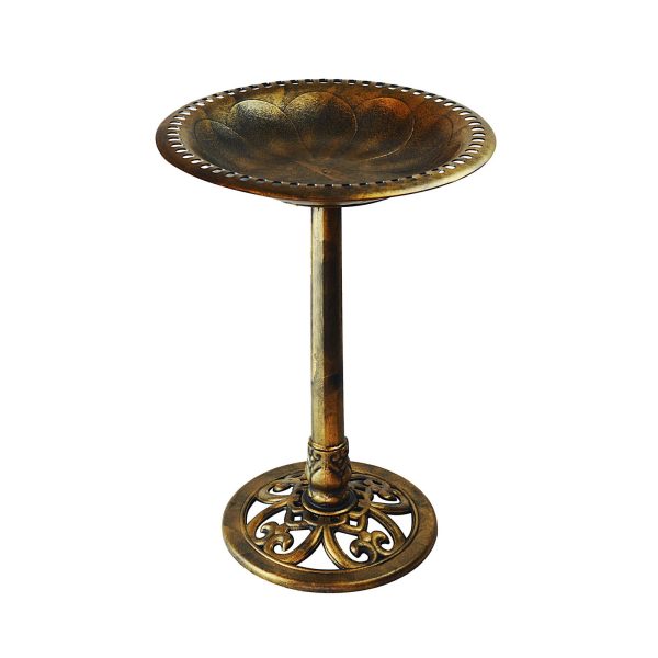 28 Inch Lightweight Poly Resin Outdoor Birdbath for Outside with Decoration Pedestal Base Stand - Pedestal Bird Bath for Outdoors Yard and Garden - Antique Bronze - Image 8