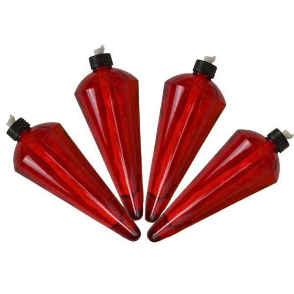 4 Pack 60 Inch Glass Garden Torch Light with Swirling Metal Ground Pole - Burning Citronella Torch Fuel | Outdoor Lighting for Party Patio Pathway Garden Garden Décor - Red - Image 7