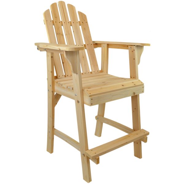 Balcony Tall / Counter High Adirondack Chair with Footrest - Natural Wood - Image 2