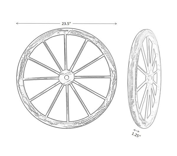 24 in Steel-rimmed Wooden Wagon Wheels - Decorative Wall Decor, Set of Two - Image 4