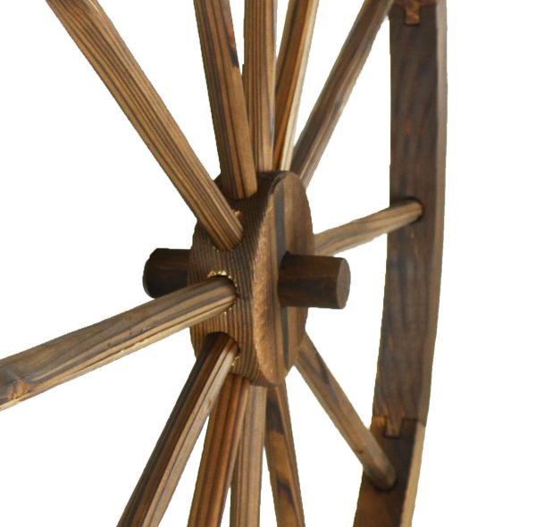 36 in Steel-rimmed Wooden Wagon Wheels - Decorative Wall Decor, Set of Two - Image 7