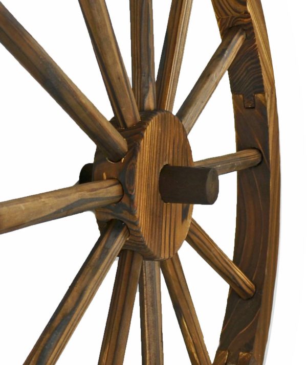 24 in Steel-rimmed Wooden Wagon Wheels - Decorative Wall Decor, Set of Two - Image 7