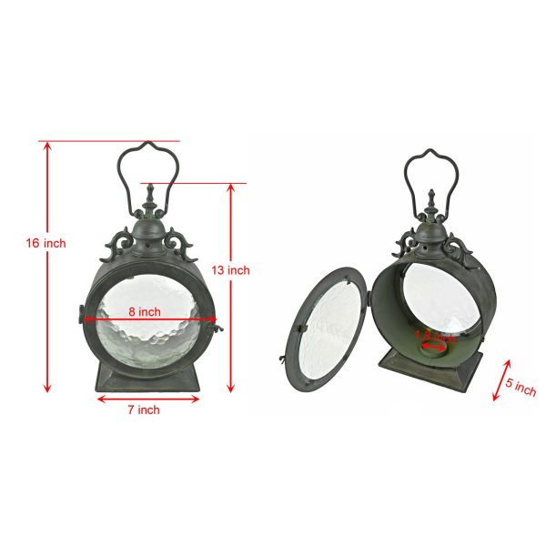 PierSurplus Metal Round Hanging Candle Lantern with Curved Glass Insert - Image 7