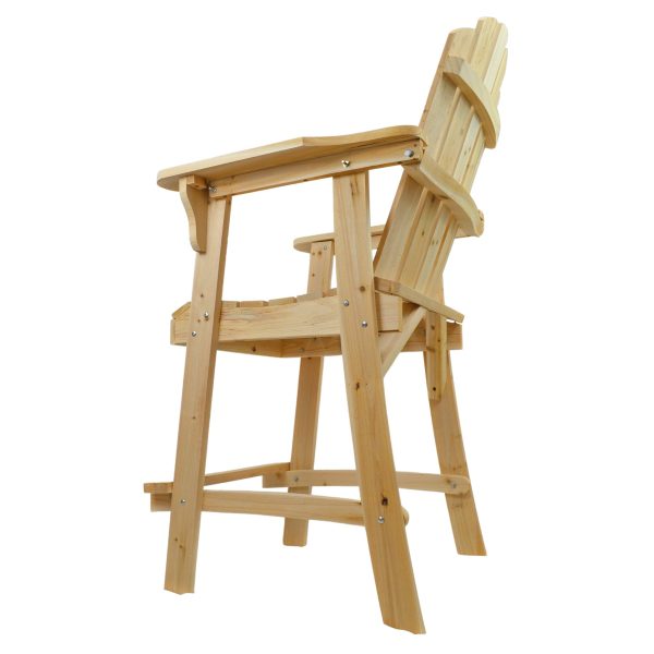 Balcony Tall / Counter High Adirondack Chair with Footrest - Natural Wood - Image 4