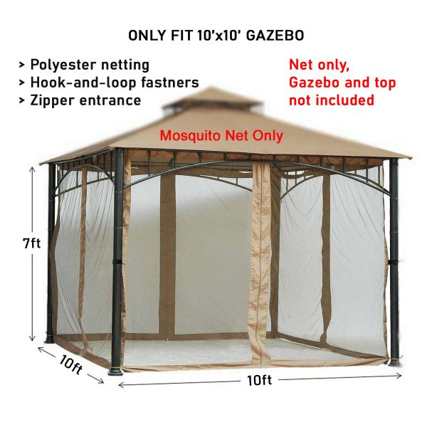 Replacement Mosquito Netting for Gazebo Size 10 ft x 10 ft (Gazebo Mosquito Net Only) - Image 2