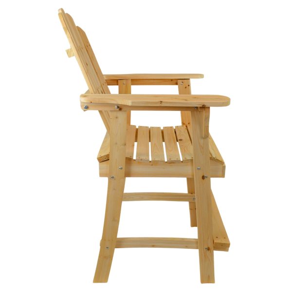 Balcony Tall / Counter High Adirondack Chair with Footrest - Natural Wood - Image 3