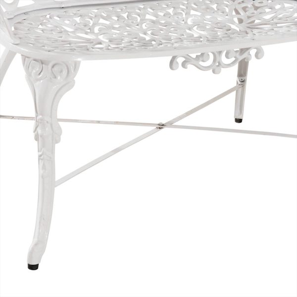 Antique Victorian Cast Aluminum Patio Dining Loveseat / Bench - White Heart - Image 8