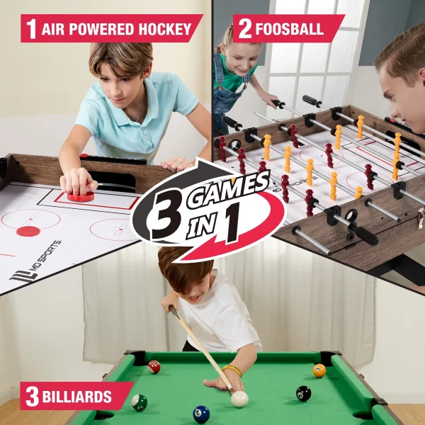MD Sports 48 Combo Air Powered Hockey, Foosball, and Billiard Game Table - MadeInUSA - Image 4