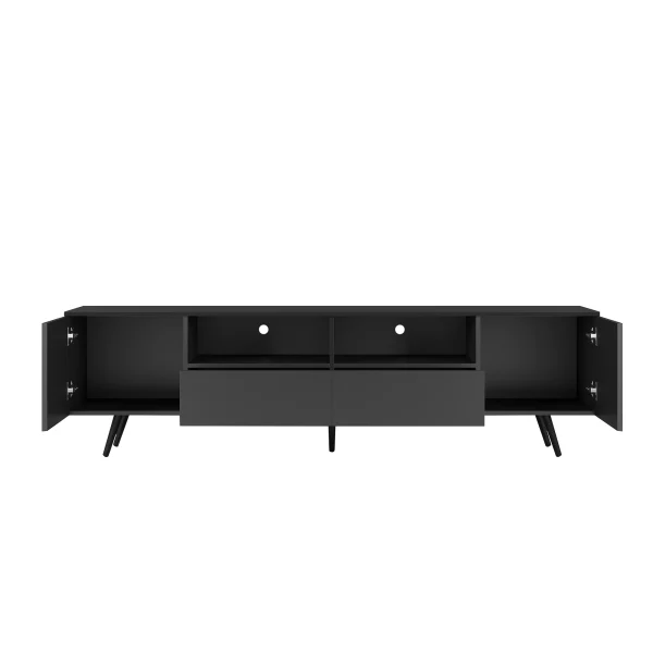 SESSLIFE Entertainment Center with LED Lights, Modern TV Stand for 75 inch TV, TV & Media Furniture with Storage, Media Table for Living Room, Bedroom (Black) - MadeInUSA - Image 3