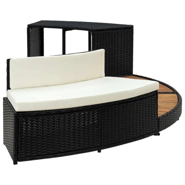 vidaXL Spa Surround Black Poly Rattan and Acacia Wood - MadeInUSA - Image 5