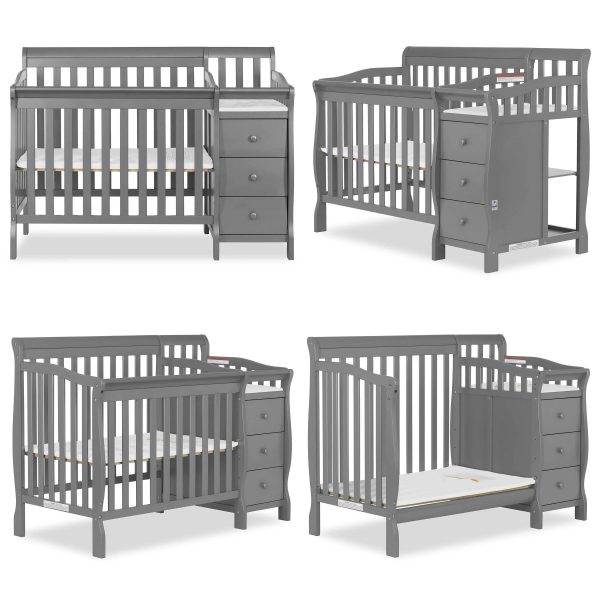 Dream On Me Jayden 4 in 1 Mini Convertible Crib and Changer Storm Grey - MadeInUSA - Image 2