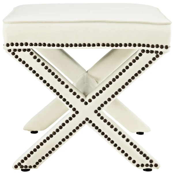 Modern Contemporary Urban Design Bedroom Living Room Bench, White Ivory, Fabric - MadeInUSA - Image 3