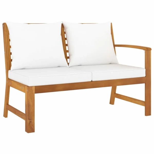 Anself Outdoor Bench with Cushion and Left Armrest Patio Porch Chair Acacia Wood for Backyard, Balcony, Park, Lawn, School Playground, College 45.1 x 23.8 x 31.9 Inches (W x D x H) - MadeInUSA