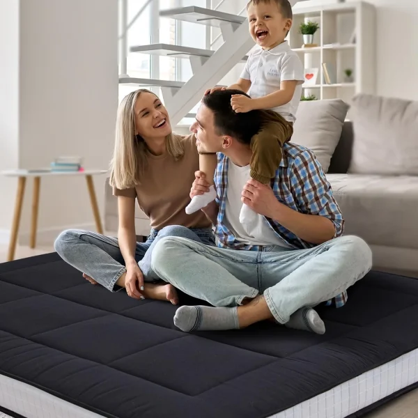 LILIUPENG 6 Extra Thick Floor Futon Mattress, Foldable Mattress Tatami Pad Floor Mattress for Adults Floor Bed Roll Up Mattress Guest Mattress, Black, Twin - MadeInUSA - Image 8