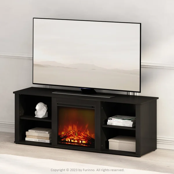 Furinno Jensen No Heat Decorative Electric Fireplace TV Stand, Entertainment Center for TV up to 60 Inch, Americano - MadeInUSA - Image 7