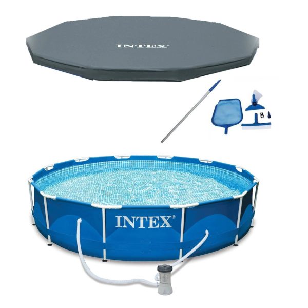 Intex 12' x 30" Metal Frame Above Ground Pool Filter Cover & Maintenance Kit - MadeInUSA