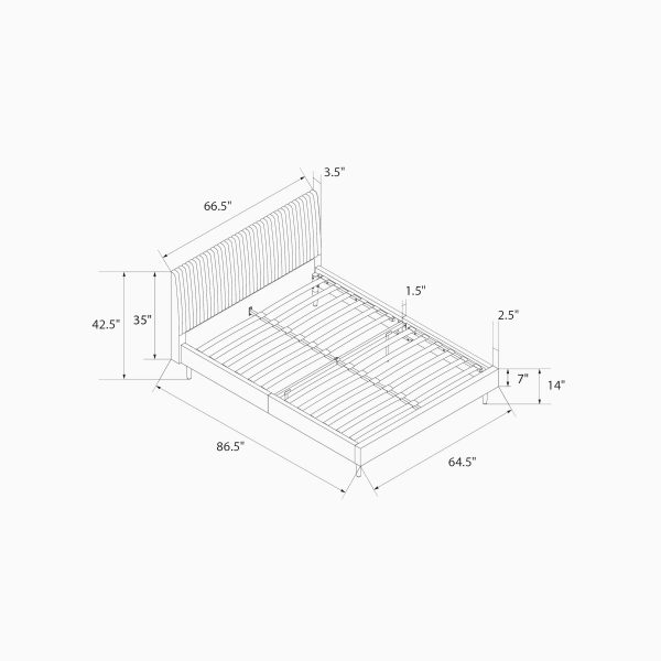 Mr. Kate Daphne Upholstered Modern Platform Bed - Ivory Velvet - Queen - MadeInUSA - Image 11