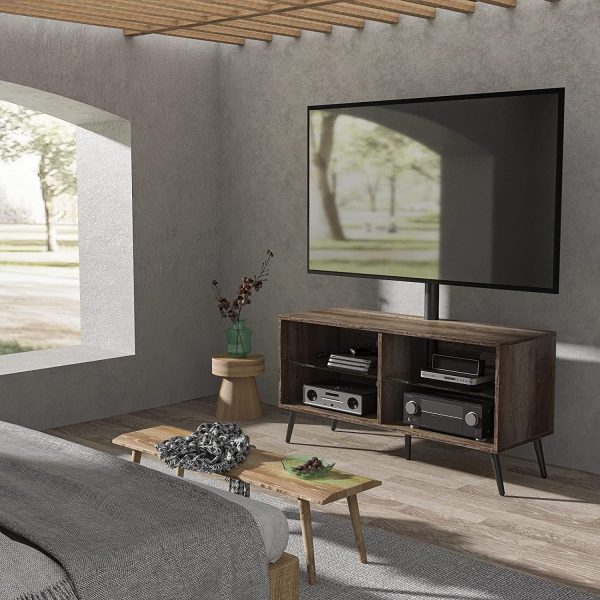 ZWNLKQG Swivel Wood TV Stand with Mount for 32-70 Inch  Screen TVs  Entertainment Center with 4-  Cabinet for Media Console  Universal Floor TV Stand Cabinet for Home  Rustic Oak - MadeInUSA - Image 2