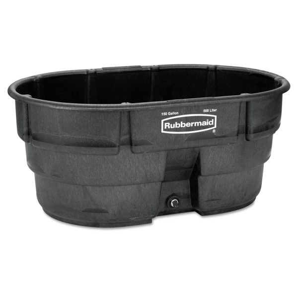 Rubbermaid FG424500BLA Stock Tank, 150 Gal Capacity, Plastic, Black - MadeInUSA