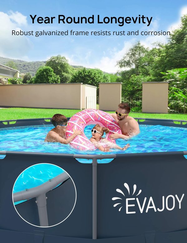 Evajoy 16ft x 48in Metal Frame Swimming Pool Set, Round Above Ground Pool Set with 2000 GPH Sand Filter Pump, Pool Ladder, Ground Cloth, Pool Cover - MadeInUSA - Image 4