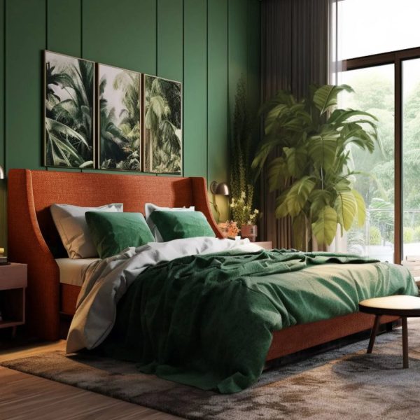Bowdoin Upholstered Wingback Platform Bed Mercury Row Size: Queen, Color: Burnt Orange - MadeInUSA - Image 4