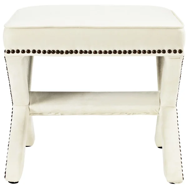Modern Contemporary Urban Design Bedroom Living Room Bench, White Ivory, Fabric - MadeInUSA - Image 4