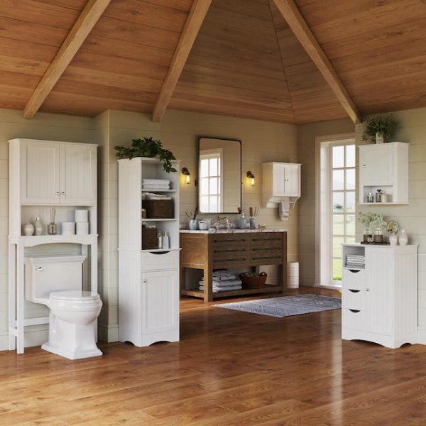 RiverRidge Ashland 27.44in W x 64.88in H x 7.81in D White OvertheToilet Storage - MadeInUSA - Image 2