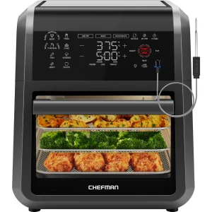 Chefman ExacTemp 12 Quart 5-in-1 Air Fryer with Integrated Smart Thermometer, 28 Presets - Black, New - MadeInUSA