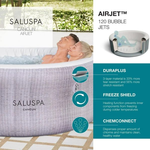 Bestway SaluSpa 71 in. x 26 in. 4-Person Inflatable Cancun Airjet Hot Tub Pool Spa - MadeInUSA - Image 11