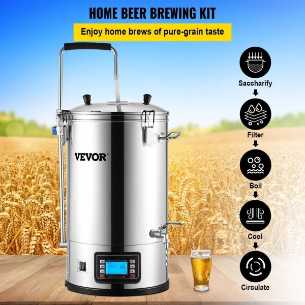 VEVOR Electric Brewing System 9.2 Gal/35 L Brewing Pot All-in-One Home Beer Brewer w/Pump - 9.6Gal - MadeInUSA - Image 5