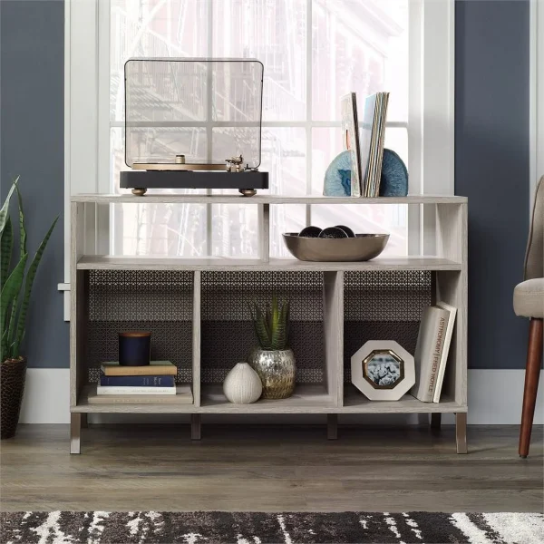 Pemberly Row Modern Engineered Wood TV Stand for TVs up to 50"in Champagne Oak - MadeInUSA - Image 10