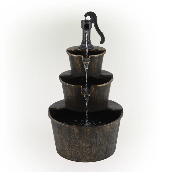 Alpine Corporation 40 Three Tier Pump Outdoor Fountain Decor, Brown - MadeInUSA - Image 7