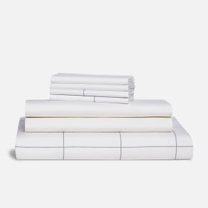 Cooling Cotton Percale Sheet Set - Duvet, Fitted Sheet, Flat Sheet, Pillowcases Size Queen in Black/White | Best Sheets for Hot Sleepers by Brooklinen - MadeInUSA
