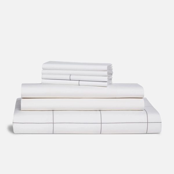 Cooling Cotton Percale Sheet Set - Duvet, Fitted Sheet, Flat Sheet, Pillowcases Size Queen in Black/White | Best Sheets for Hot Sleepers by Brooklinen - MadeInUSA