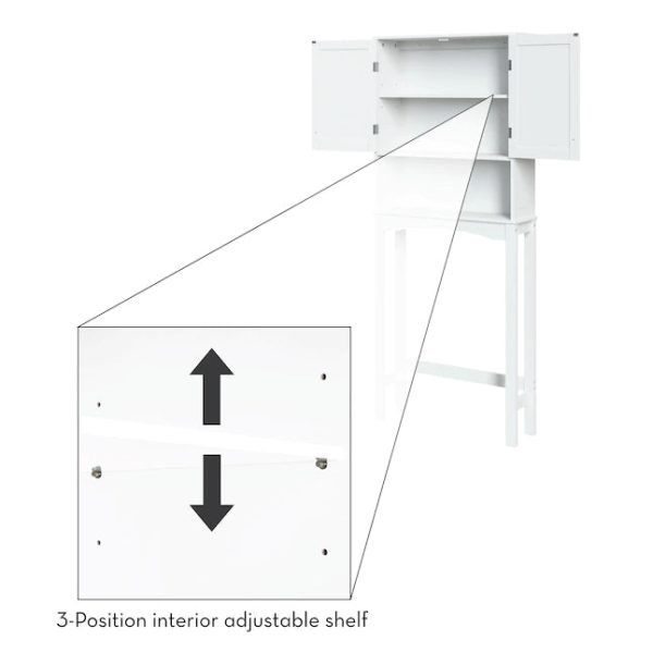 RiverRidge Ashland 27.44in W x 64.88in H x 7.81in D White OvertheToilet Storage - MadeInUSA - Image 6