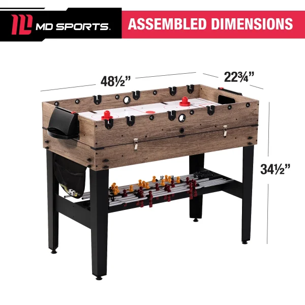 MD Sports 48 Combo Air Powered Hockey, Foosball, and Billiard Game Table - MadeInUSA - Image 2