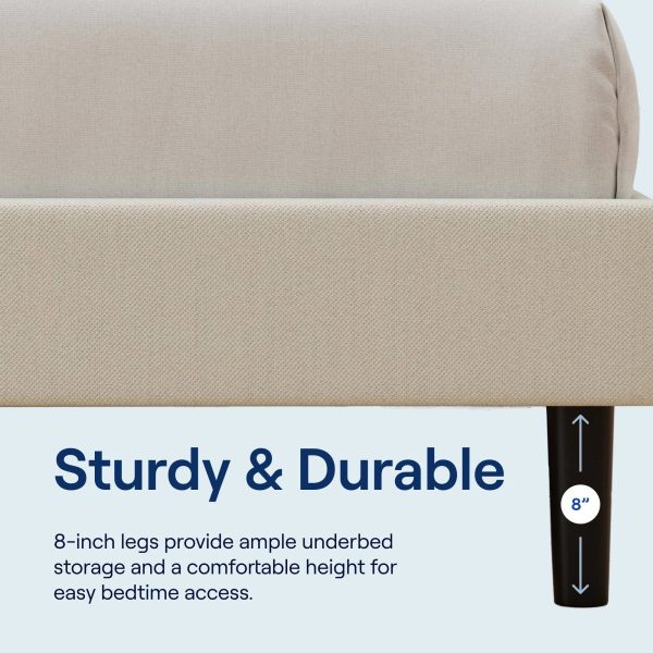 Bed Frame with Upholstered Button Tufted Headboard | Twin size, Linen by Nectar Mattress | Compare to Saatva, Purple, and Casper - MadeInUSA - Image 10
