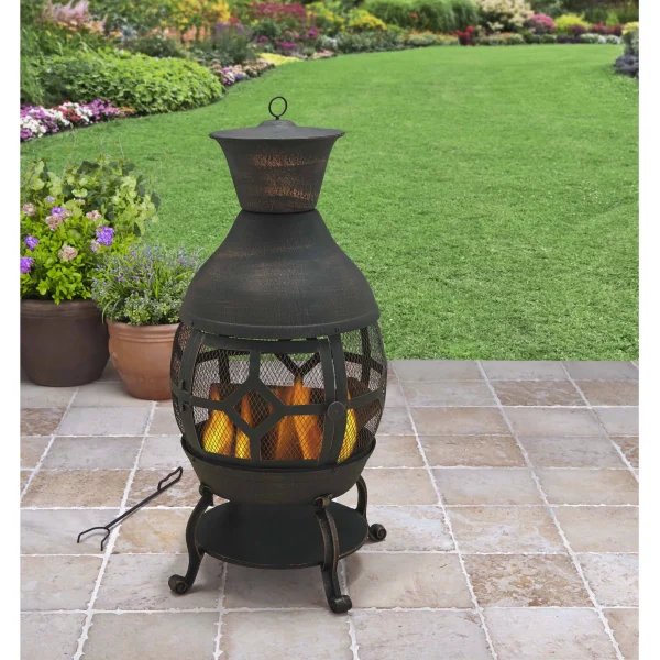 Better Homes & Gardens Wood-Burning Cast Iron Chiminea, Antique Bronze - MadeInUSA