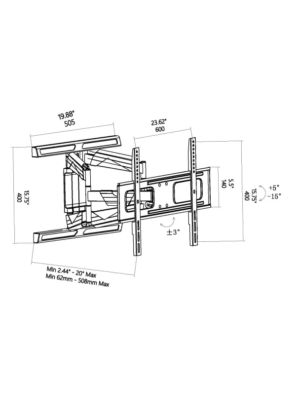Apollo Enclosures Weatherproof Articulating Wall Mount for up to 75"TVs - MadeInUSA - Image 2
