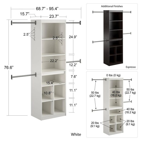 SystemBuild Rochon Closet Storage System, White - MadeInUSA - Image 9